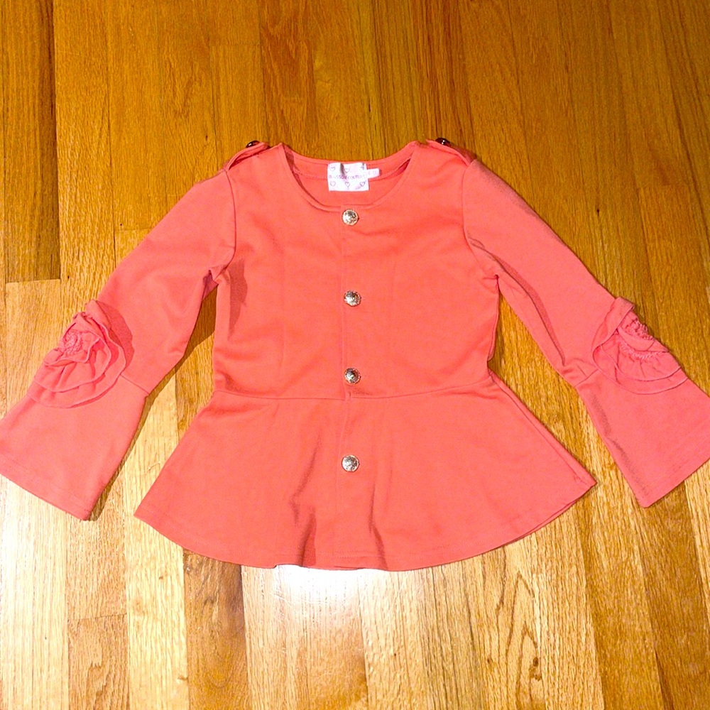 Blossom couture adorable coral colour cardigan style size 6-7T